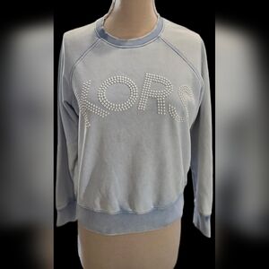 XS Michael Kors Studded "KORS" Crewneck Cotton Blend Sweatshirt